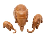 Wood hanging sculpture, 'Family Fun' (set of 3) - Hand-Carved Elephant Suar Wood Sculptures (Set of 3)