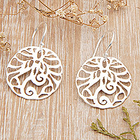 Sterling silver dangle earrings, 'Night of the Butterfly' - 925 Silver Dangle Earrings with Abstract Butterfly Motif
