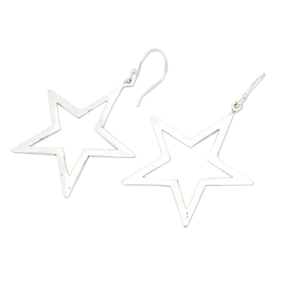 Sterling silver dangle earrings, 'Magical Star' - Star Shaped Polished Sterling Silver Dangle Earrings
