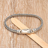 Men's sterling silver chain bracelet, 'Gallant Bonds' - Men's Polished Sterling Silver Foxtail Chain Bracelet
