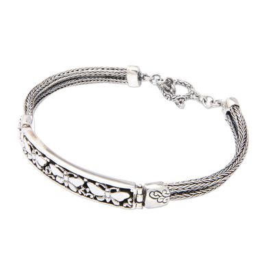 Sterling silver pendant bracelet, 'Butterfly Runway' - Butterfly-Themed Sterling Silver Pendant Bracelet from Bali