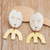 Brass dangle earrings, 'Deity Mask' - Traditional Balinese Mask-Shaped Brass Dangle Earrings