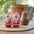 Recycled teak figurines, 'Little Santas' (pair) - Pair of Hand-Painted Recycled Teak Santa Figurines from Java