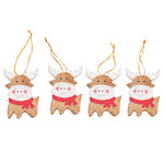 Wood ornaments, 'Tiny Deer' (set of 4) - Set of 4 Hand-Painted Holiday Deer Albesia Wood Ornaments