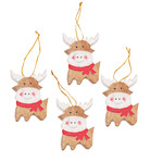 Wood ornaments, 'Tiny Deer' (set of 4) - Set of 4 Hand-Painted Holiday Deer Albesia Wood Ornaments