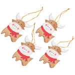 Wood ornaments, 'Tiny Deer' (set of 4) - Set of 4 Hand-Painted Holiday Deer Albesia Wood Ornaments