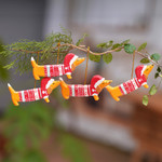 Wood ornaments, 'Merry Dachshunds' (set of 4) - 4 Hand-Painted Wood Dachshund Dog Christmas Ornaments