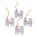 Wood ornaments, 'Christmas Kitten' (set of 4) - Set of 4 Hand-Painted Wood Cat Christmas Ornaments from Bali