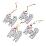 Wood ornaments, 'Christmas Kitten' (set of 4) - Set of 4 Hand-Painted Wood Cat Christmas Ornaments from Bali