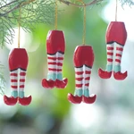 Wood ornaments, 'Christmas Elves' (set of 4) - Set of 4 Hand-Painted Wood Elf Themed Ornaments from Bali