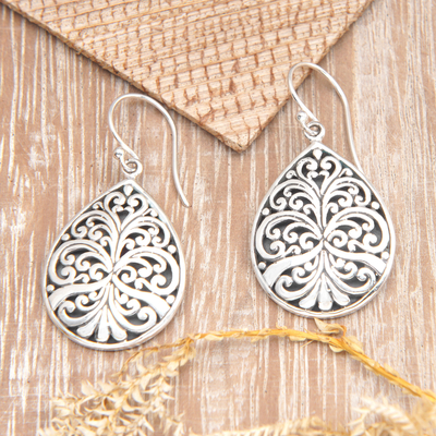 Sterling silver dangle earrings, 'Forest Glam' - Sterling Silver Dangle Earrings with Swirl Motifs from Bali
