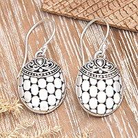 Sterling silver dangle earrings, 'Balinese Armadillo' - Sterling Silver Dangle Earrings with Armadillo Theme