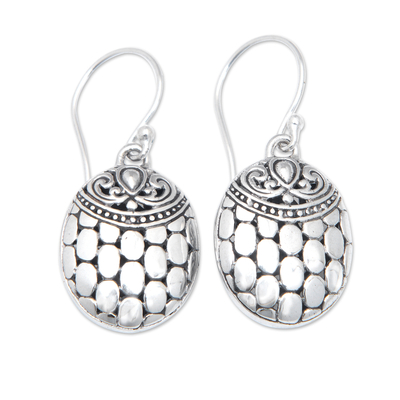 Sterling silver dangle earrings, 'Balinese Armadillo' - Sterling Silver Dangle Earrings with Armadillo Theme