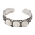 Blue topaz cuff bracelet, 'Loyal Lotus for Brahma' - Lotus-Themed Sterling Silver and Blue Topaz Cuff Bracelet thumbail