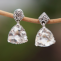 White quartz dangle earrings, 'Only Love' - Polished Dangle Earrings with 11-Carat White Quartz Gems