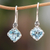 Blue topaz dangle earrings, 'Celestial Marvel' - Five-Carat Antique Cushion-Shaped Blue Topaz Dangle Earrings (image 2) thumbail