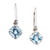 Blue topaz dangle earrings, 'Celestial Marvel' - Five-Carat Antique Cushion-Shaped Blue Topaz Dangle Earrings thumbail