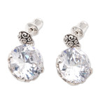 Cubic zirconia button earrings, 'White Mystique' - Sterling Silver Button Earrings with Cubic Zirconia