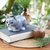 Wood figurine, 'Grey Kitty' - Hand-Painted Suar Wood Figurine of Grey Cat from Bali (image 2j) thumbail