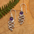 Amethyst dangle earrings, 'Zigzag Wisdom' - Polished Sterling Silver and Amethyst Dangle Earrings