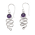 Amethyst dangle earrings, 'Zigzag Wisdom' - Polished Sterling Silver and Amethyst Dangle Earrings