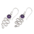 Amethyst dangle earrings, 'Zigzag Wisdom' - Polished Sterling Silver and Amethyst Dangle Earrings