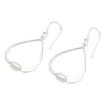 Cultured pearl dangle earrings, 'Ocean Core' - Modern Peach-Toned Cultured Pearl Dangle Earrings