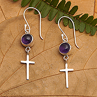 Amethyst dangle earrings, 'Heavenly Purple'