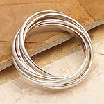 Modern Minimalist Polished Sterling Silver Band Ring, 'Radiant Hoop'