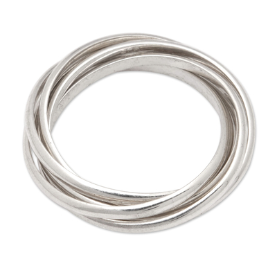 Sterling silver band ring, 'Radiant Hoop' - Modern Minimalist Polished Sterling Silver Band Ring