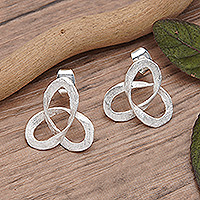 Sterling silver button earrings, 'Little Triquetra'