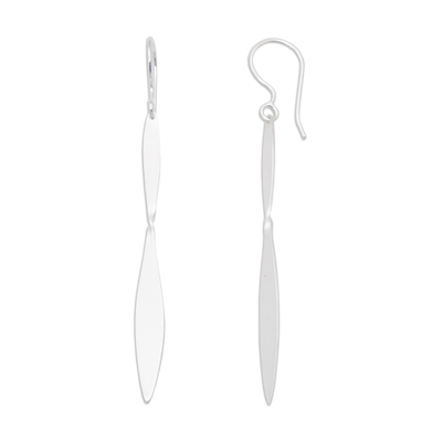 Sterling silver dangle earrings, 'Sparkling Sword' - Brushed-Satin-Finished Sterling Silver Dangle Earrings