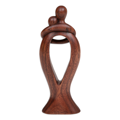 Holzskulptur - Handgeschnitzte, romantische, halbabstrakte Skulptur aus Suarholz