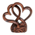 Escultura de madera - Escultura hecha a mano de madera de suar floral y frondosa con temática de corazón