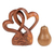 Wood sculpture, 'Beloved Heart' - Handmade Heart-Themed Floral and Leafy Suar Wood Sculpture