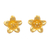 Pendientes botón chapados en oro - Pendientes de botón de plata de primera ley con baño de oro floral de 18k