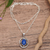 Lapis lazuli pendant necklace, 'Midnight Cross' - Modern Sterling Silver Lapis Lazuli Pendant Necklace