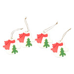 Wood ornaments, 'Christmas Snowmen' (set of 4) - Set of 4 Hand-Painted Wood Snowmen Ornaments from Bali