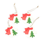 Wood ornaments, 'Christmas Snowmen' (set of 4) - Set of 4 Hand-Painted Wood Snowmen Ornaments from Bali