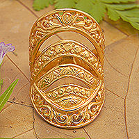 Gold-plated cocktail ring, 'Bali's Blessing' - Traditional 22k Gold-Plated Cocktail Ring from Bali