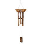 Bamboo wind chime, 'Morning in Kintamani' - Bamboo Wind Chime with Floral Motifs Handcrafted in Bali