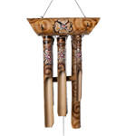 Bamboo wind chime, 'Morning in Kintamani' - Bamboo Wind Chime with Floral Motifs Handcrafted in Bali
