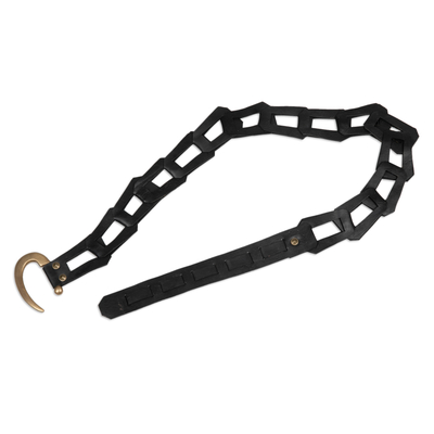 Ledergürtel - Verstellbarer Ledergürtel in Schwarz mit eiserner Hakenschnalle