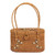 Gold-accented natural fiber handle bag, 'Springtime Flower' - Natural Fiber Gold Silver and Cultured Pearl Handle Bag