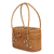 Gold-accented natural fiber handle bag, 'Springtime Flower' - Natural Fiber Gold Silver and Cultured Pearl Handle Bag