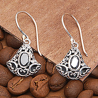 Onyx dangle earrings, 'Mystery Lanterns' - Traditional Faceted Onyx Dangle Earrings Made in Bali