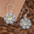 Peridot dangle earrings, 'Offerings to Fortune' - Floral Sterling Silver Dangle Earrings with Peridot Jewels