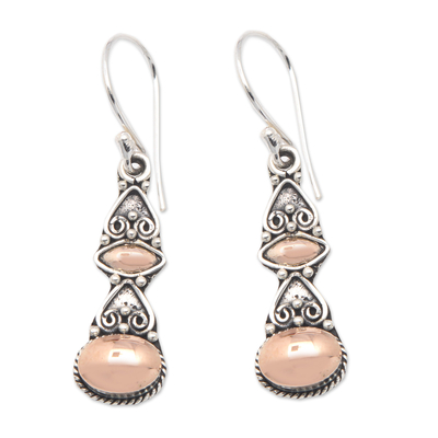 Gold-accented dangle earrings, 'Golden Glare' - Traditional 18k Gold-Accented Dangle Earrings from Bali