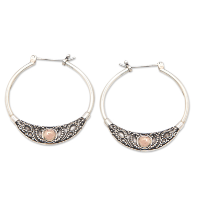 Gold-accented hoop earrings, 'Kingdom Flair' - Traditional 18k Gold-Accented Hoop Earrings from Bali