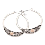 Gold-accented hoop earrings, 'Kingdom Flair' - Traditional 18k Gold-Accented Hoop Earrings from Bali